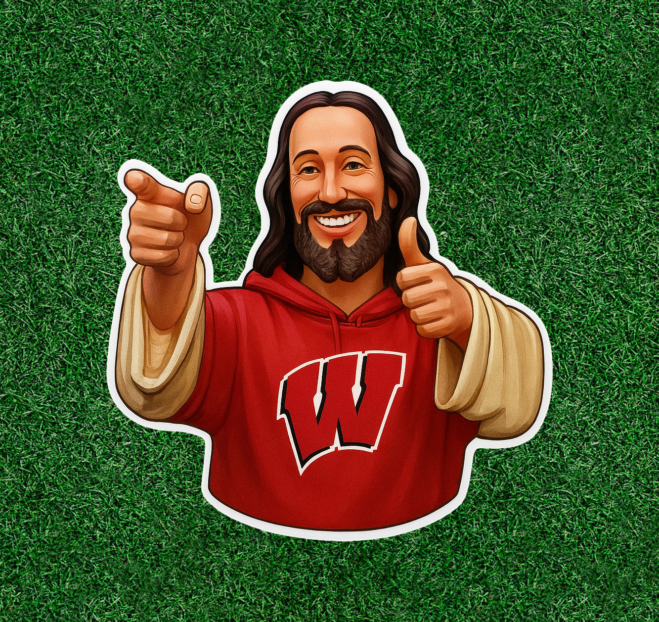 Jesus is a Wisconsin sports fan 100% waterproof vinyl sticker – several sizes