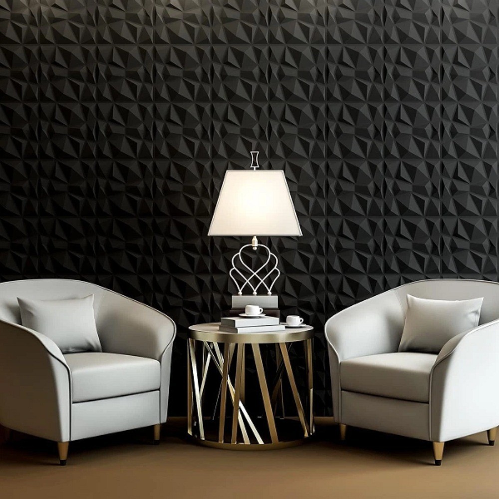10PCS 3D Wall Panels Diamond Design Textured Accent PVC Wall Background Decor