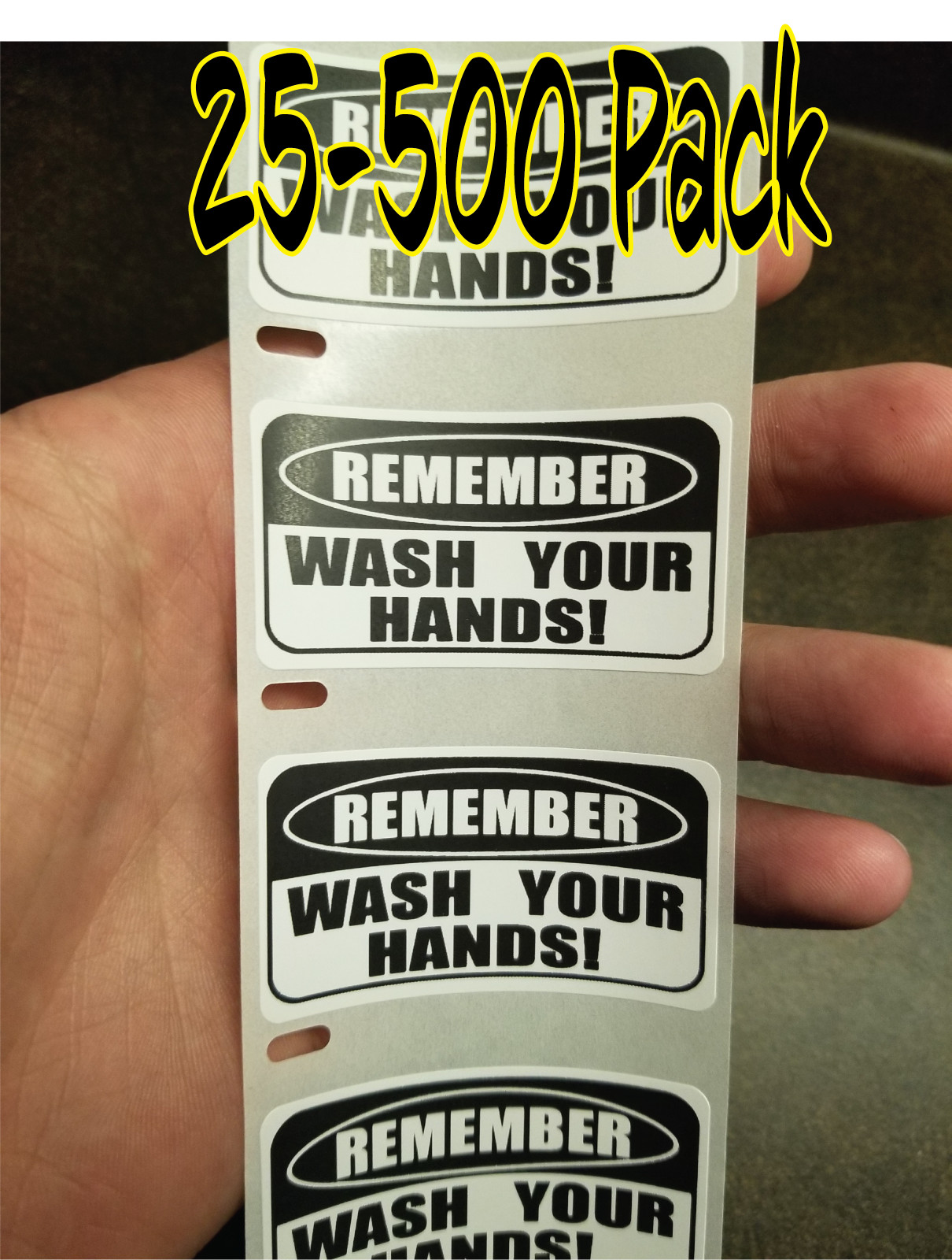“Remember Wash Your Hands” 25-500 Pack Labels decal stickers pandemic water-resi
