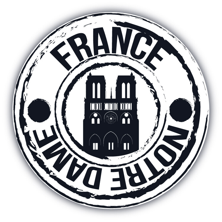 France Notre Dame Grunge Stamp Car Bumper Sticker Decal – ”SIZES”