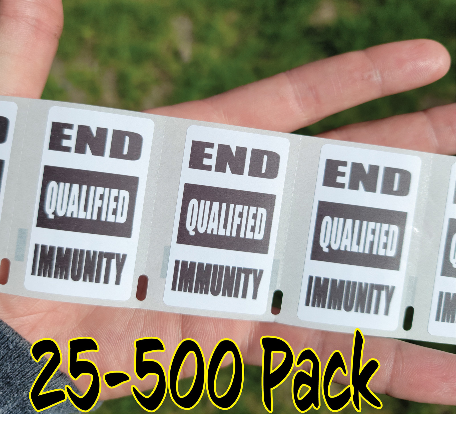 END QUALIFIED IMMUNITY Political movement 25-500 Pack Stickers Label black lives
