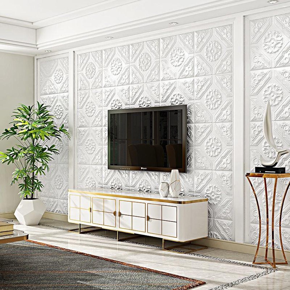 10pcs 3D Tile Brick Wall Sticker,Self Adhesive Waterproof Foam Panel Wallpapers