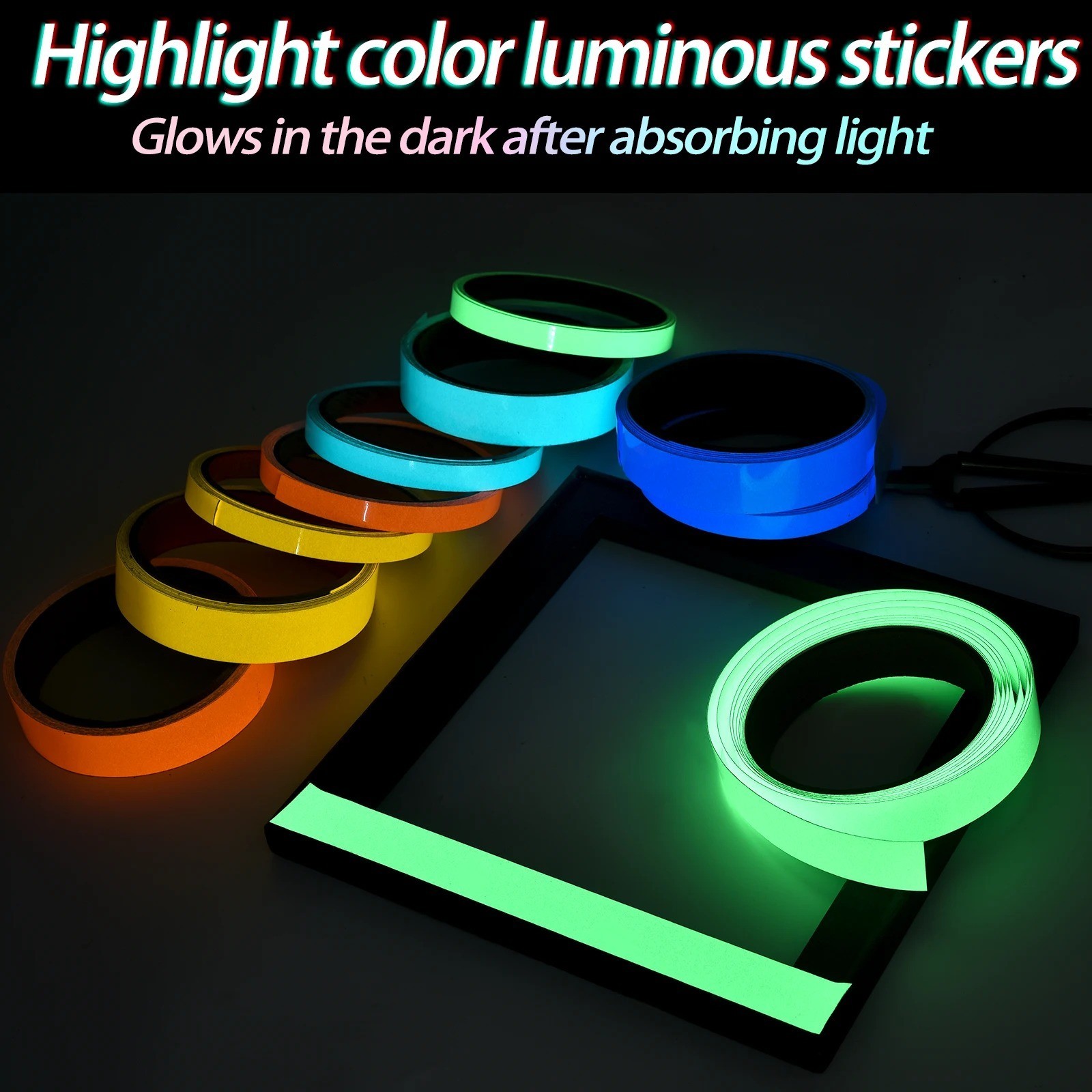 Self-Adhesive Luminous Safety Tape Fluorescent Glow in Dark Warning Tape 3M