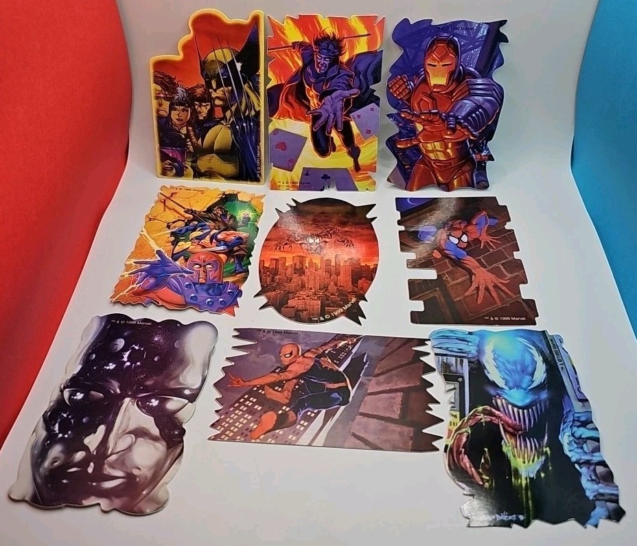 Lot Of 9 1999 Marvel Comics Die Cut Stickers 3×4″ Vending Machine A&A Global New
