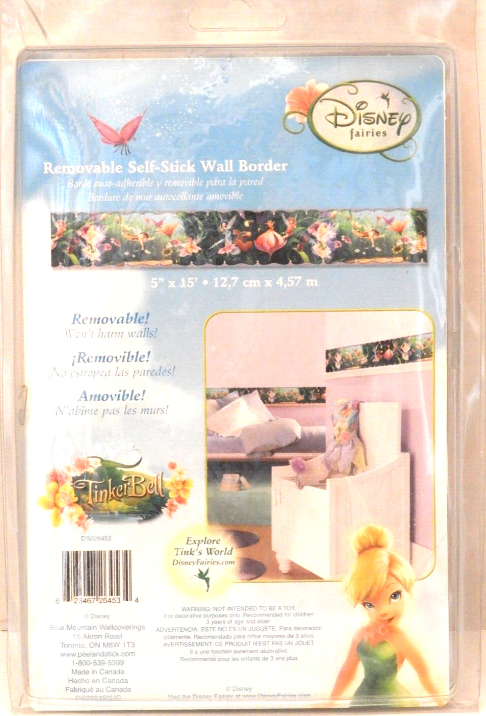 Disney Tinkerbell 15-foot Wall Border Decor for Kids Bedroom 5″ tall