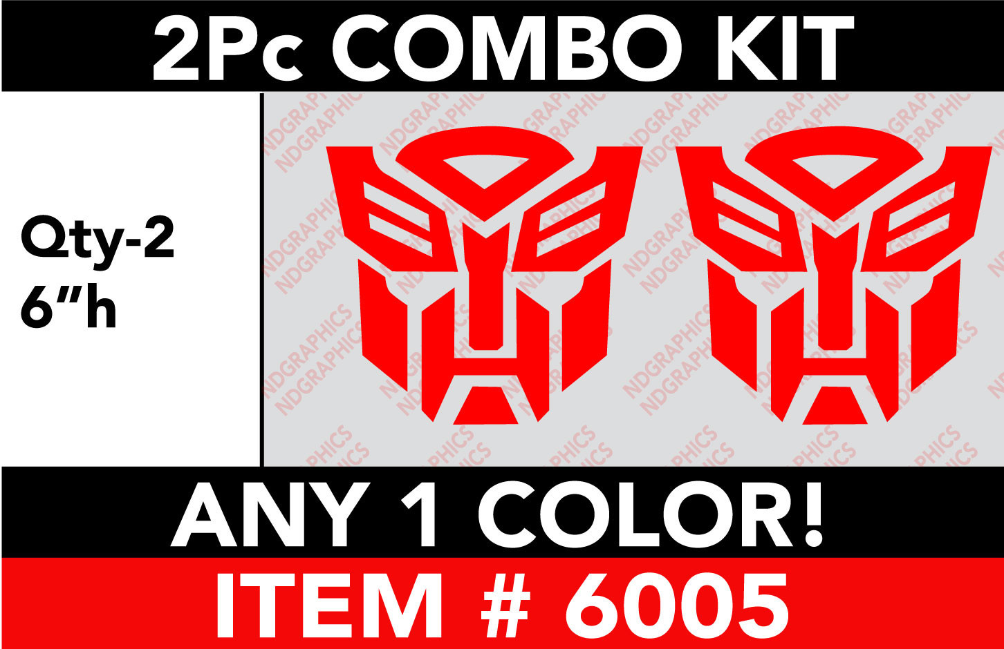 TRANSFORMERS AUTOBOT 2 Pc 6″ Combo DECAL STICKER ANY 1 COLOR