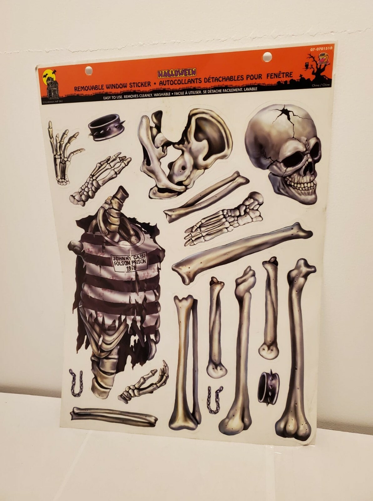 Removable window sticker Halloween skeleton Johnny Cash – (D-0026)