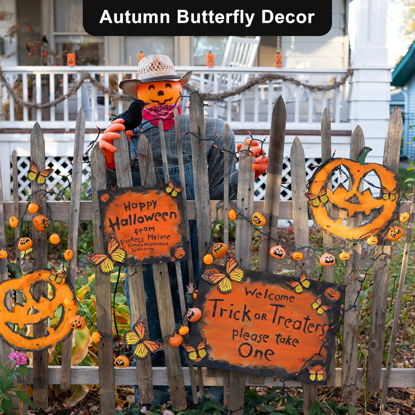 24 Pack Monarch Butterfly Decorations, 3D for Wall [Orange, 4 Sizes]