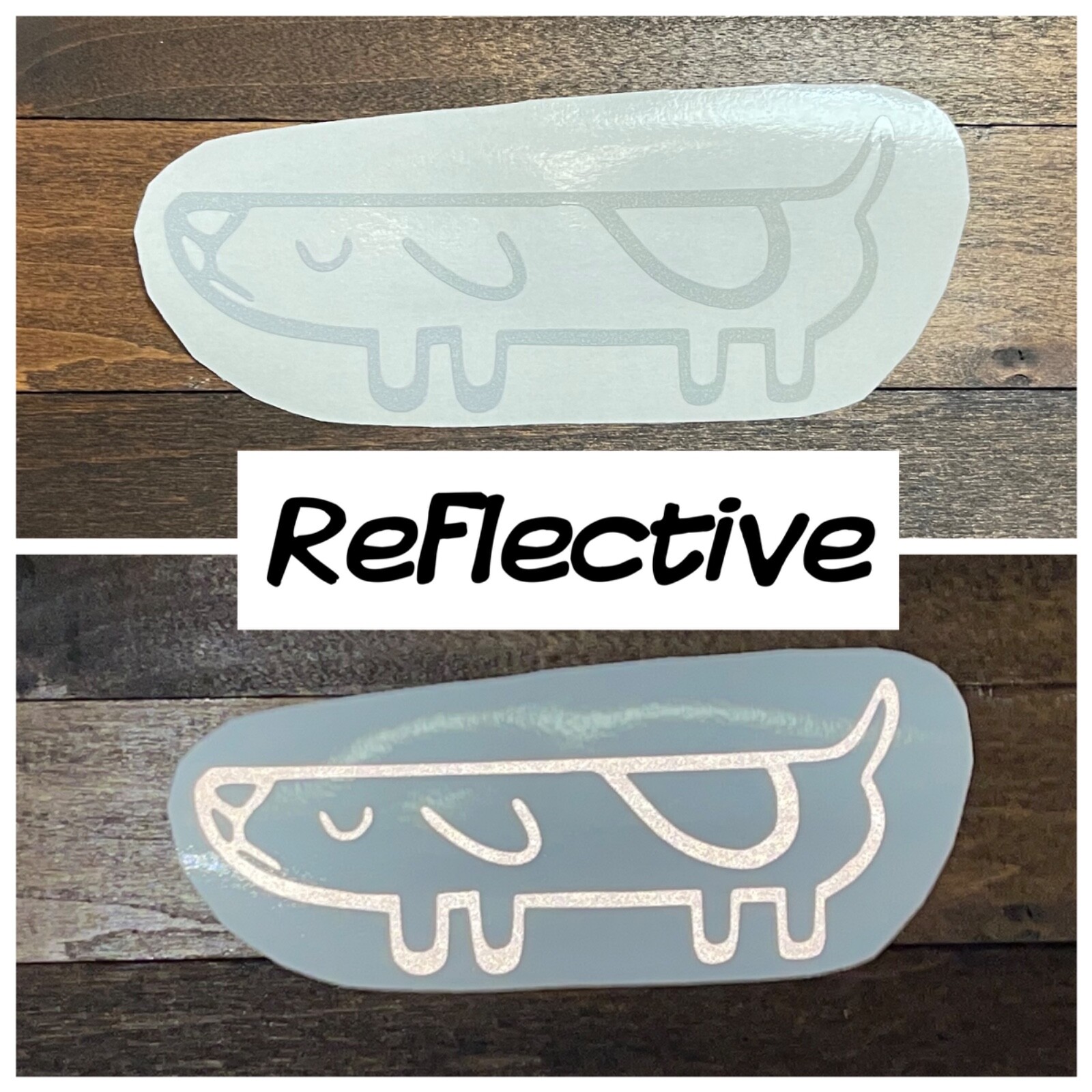 Long Dog REFLECTIVE Decal Sticker For Car Window, Water Bottle, Laptop, Helmet