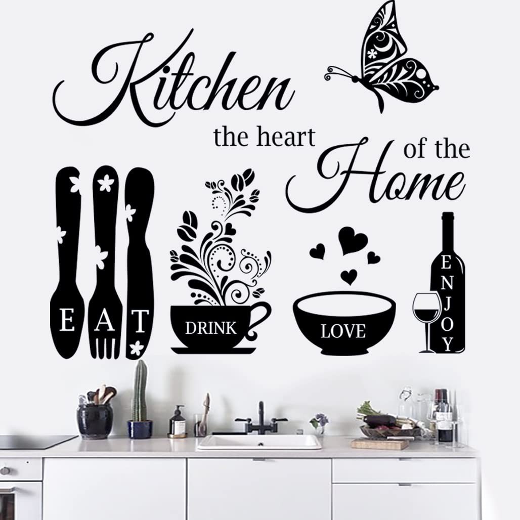 Kitchen Wall Stickers The Heart Of The Home Quotes Vinyl Decals Wall Art Decor