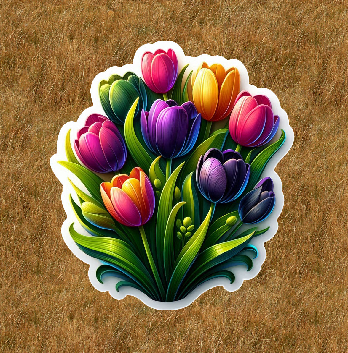 Beautiful colorful tulips 100% waterproof vinyl sticker decal – many sizes