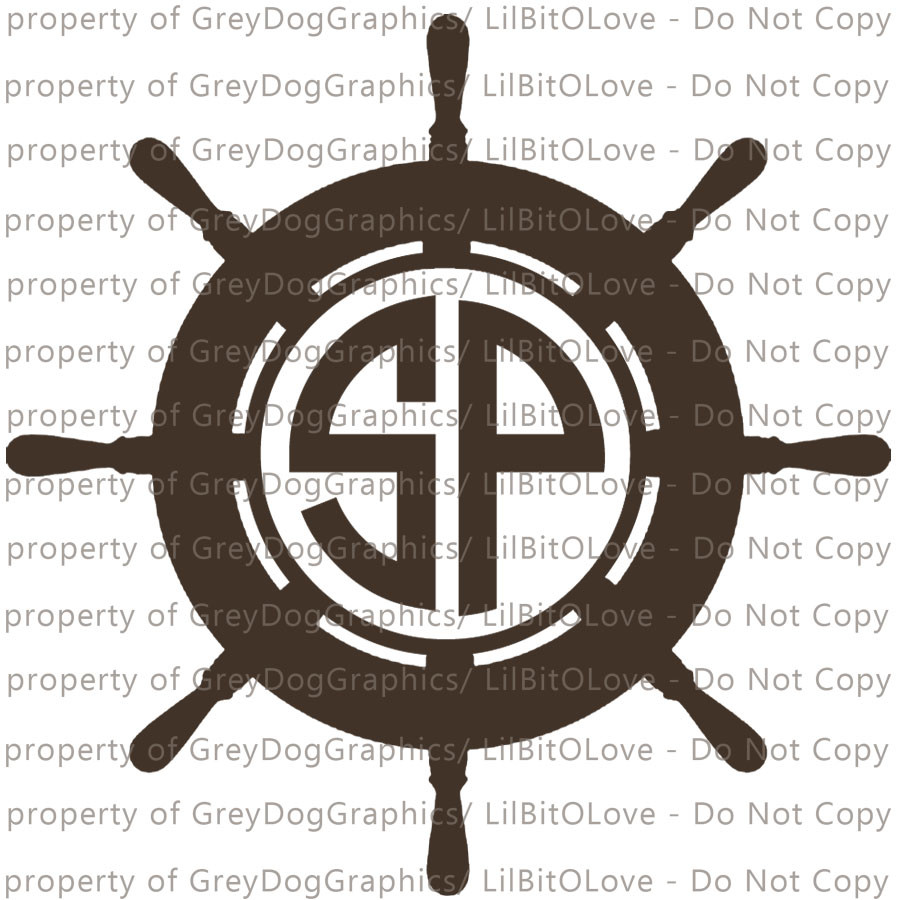 Custom Yeti Sized Ship Wheel Ship’s Monogram Vinyl Decal Sticker Boat Yacht