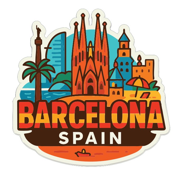 Barcelona Spain Sticker Decal Vinyl Die-Cut City Skyline Landmark Design