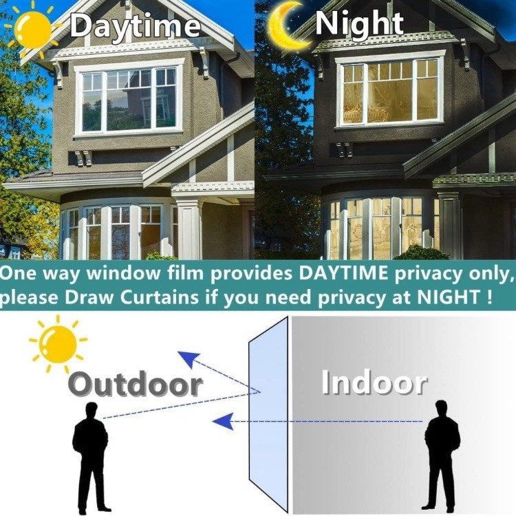 Self-Adhesive Window Tint Daytime Privacy Film Mirror Effect Silver 17.5×78.7”🪟