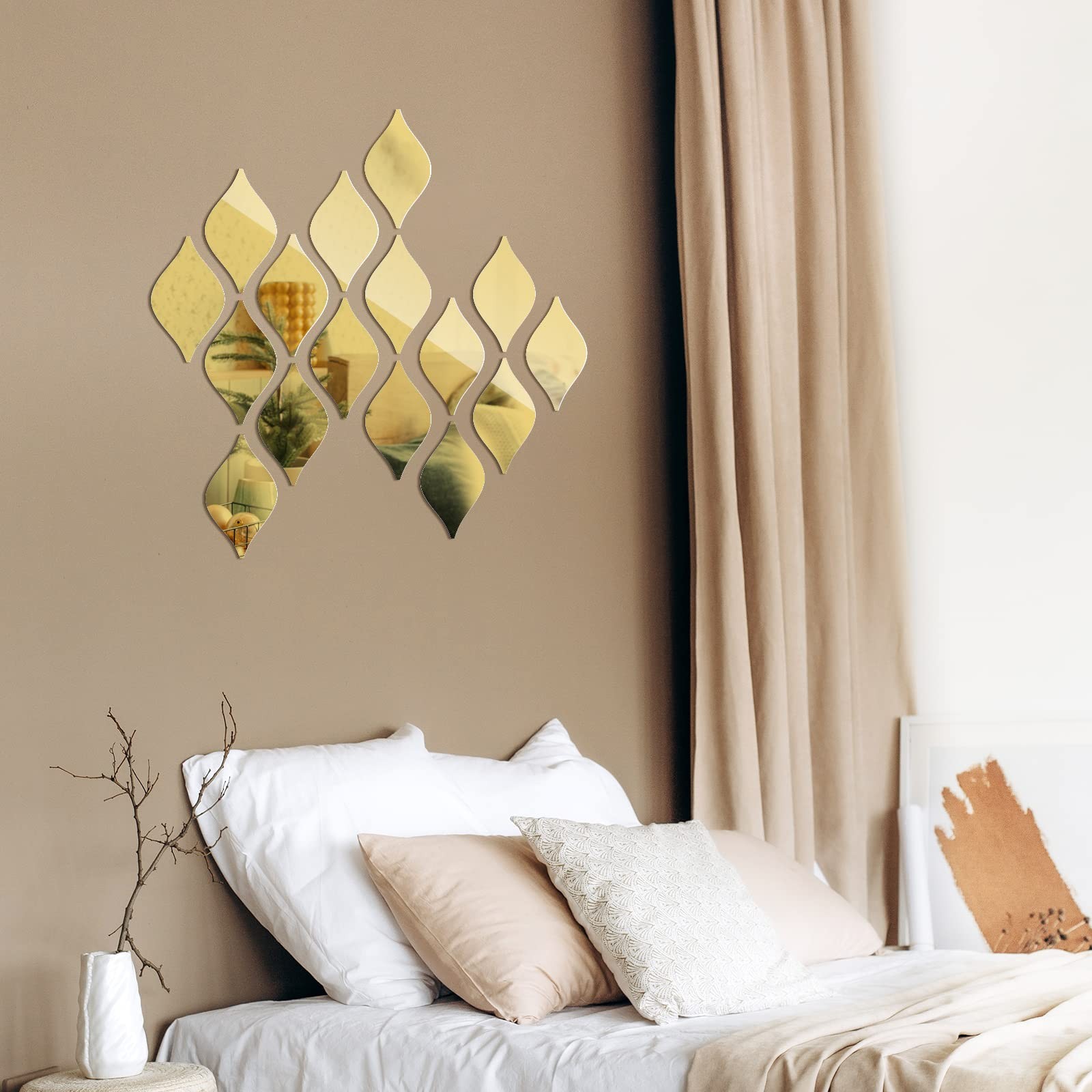 30 Pcs Mirror Wall Stickers Decor Acrylic 3D Tear Drop Decorative Mirrors Sticke