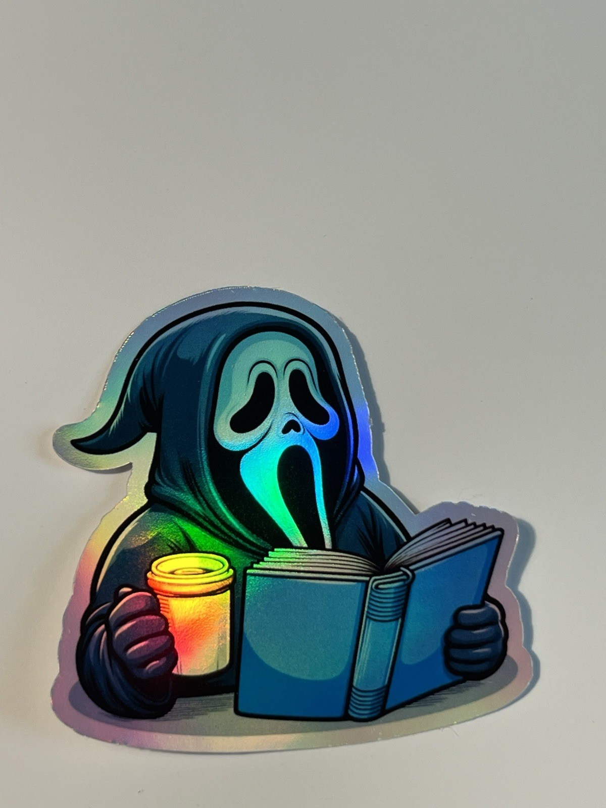 Ghostface Reading Book 3inch Holographic Waterproof sticker