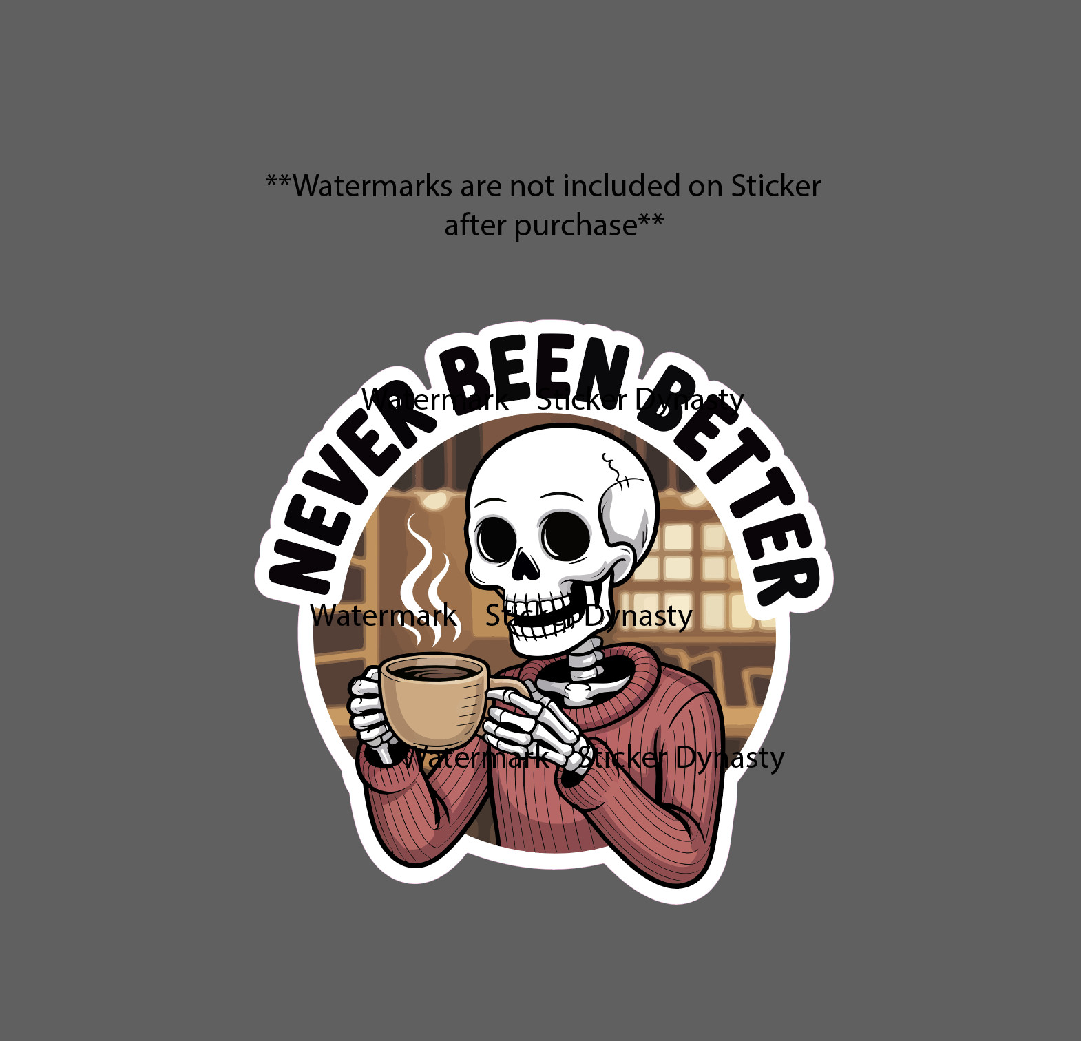 Coffee Skeleton Sticker Quote Funny Life Bones Waterproof Decal Gift NEW