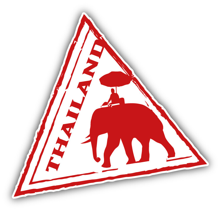 Thailand Elephant South Asia Travel Grunge Stamp Car Bumper Sticker Decal
