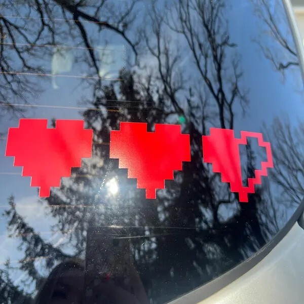 Video Game Heart Container Custom Vinyl Sticker Decal 8 Bit Retro RPG Adventure