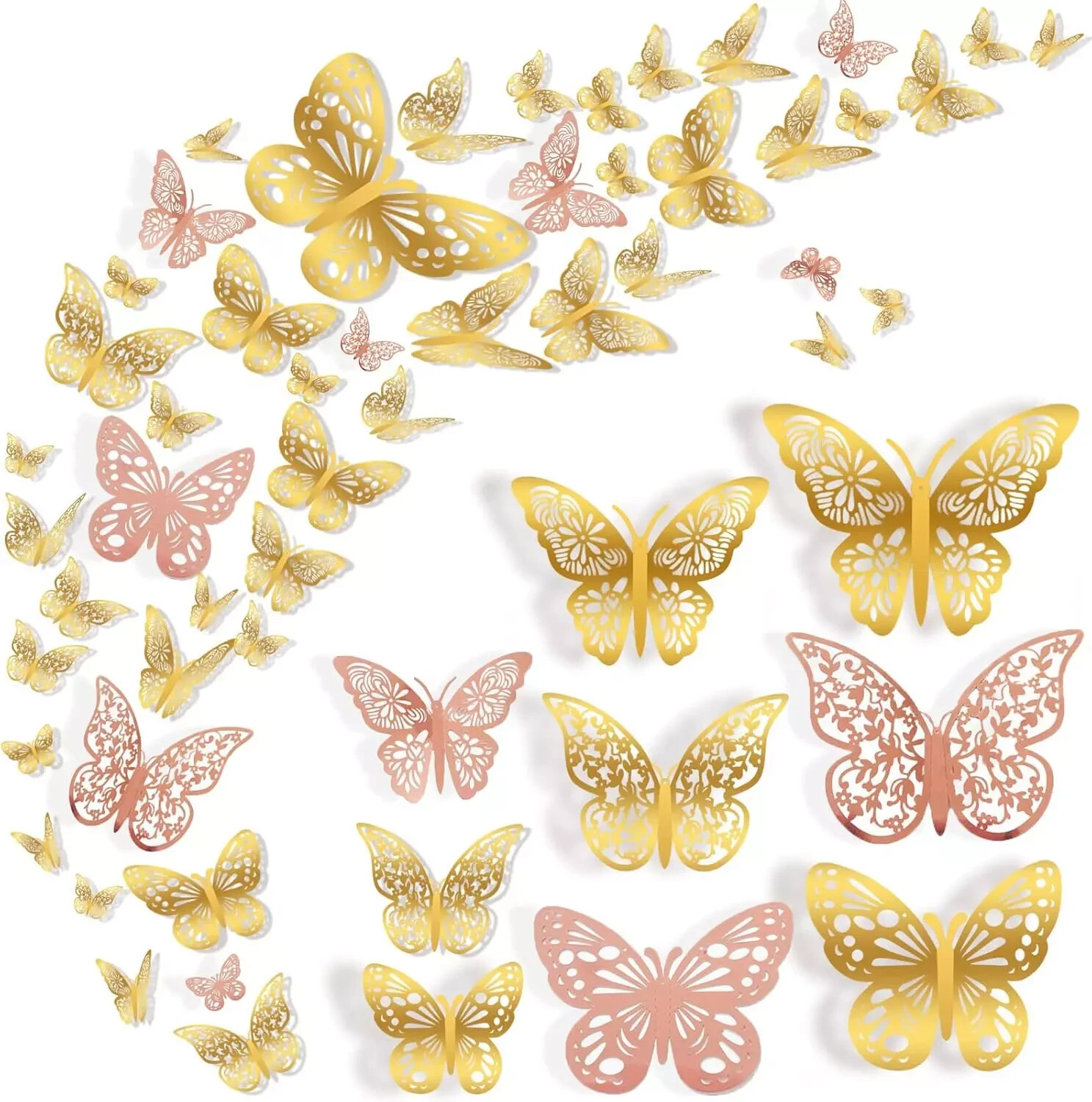 72Pcs 3D Mariposa Pegatinas de Pared Mariposa Decoración DIY para el Hogar Decor