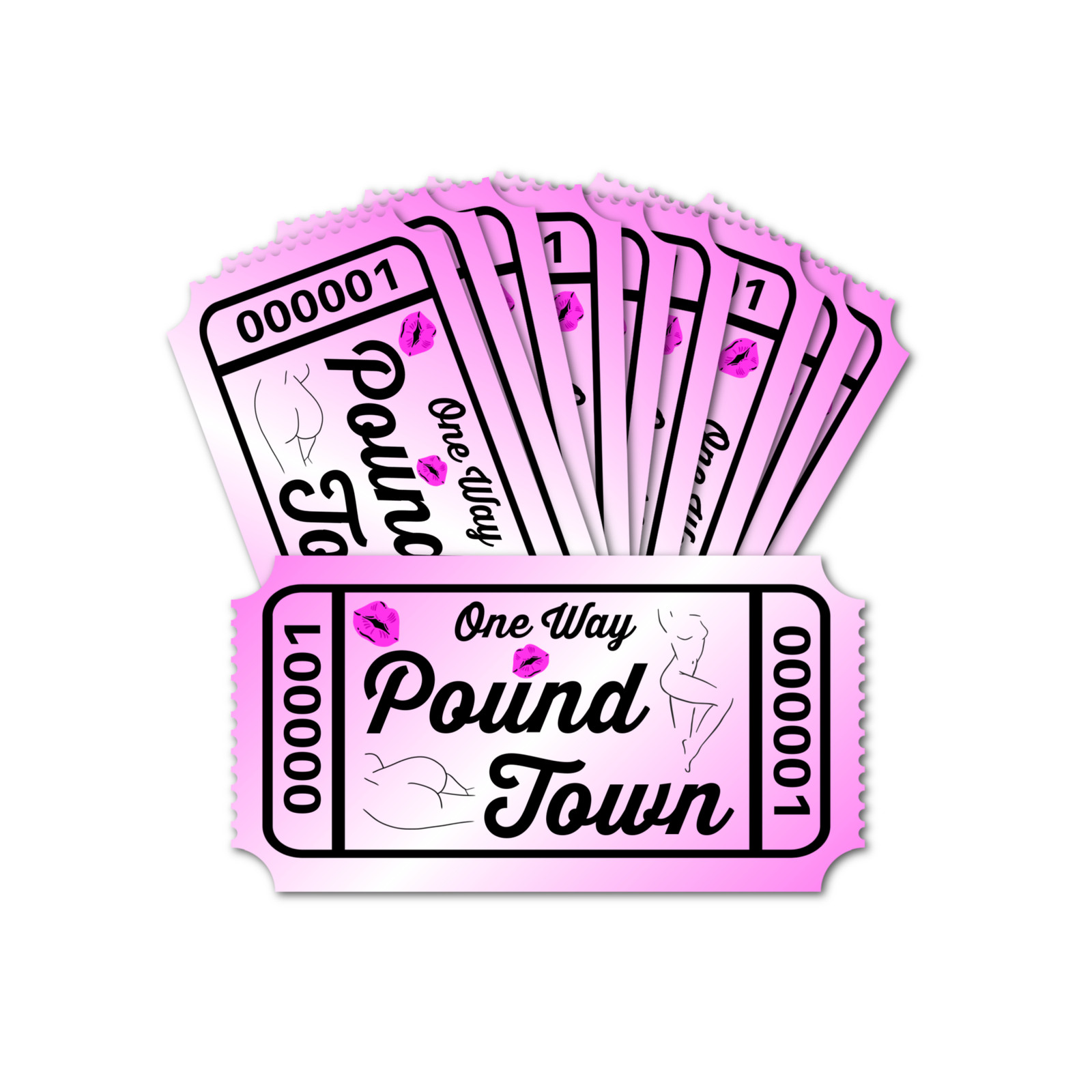 Set of 10 2″ Pound Town Relationship Seductive Gifts Glossy Sticker Tickets