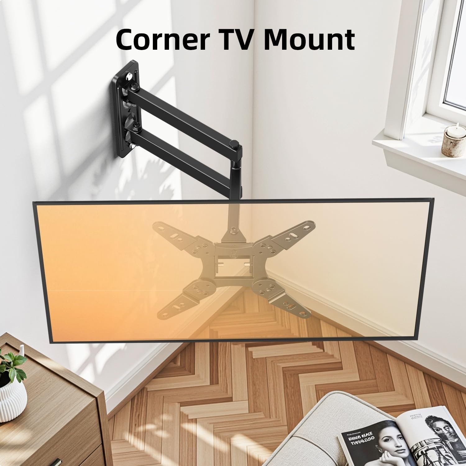 32+ 40 Inch Full Motion TV Wall Mount for 13-43″ Tvs & Monitor, 360° Rotating Sm