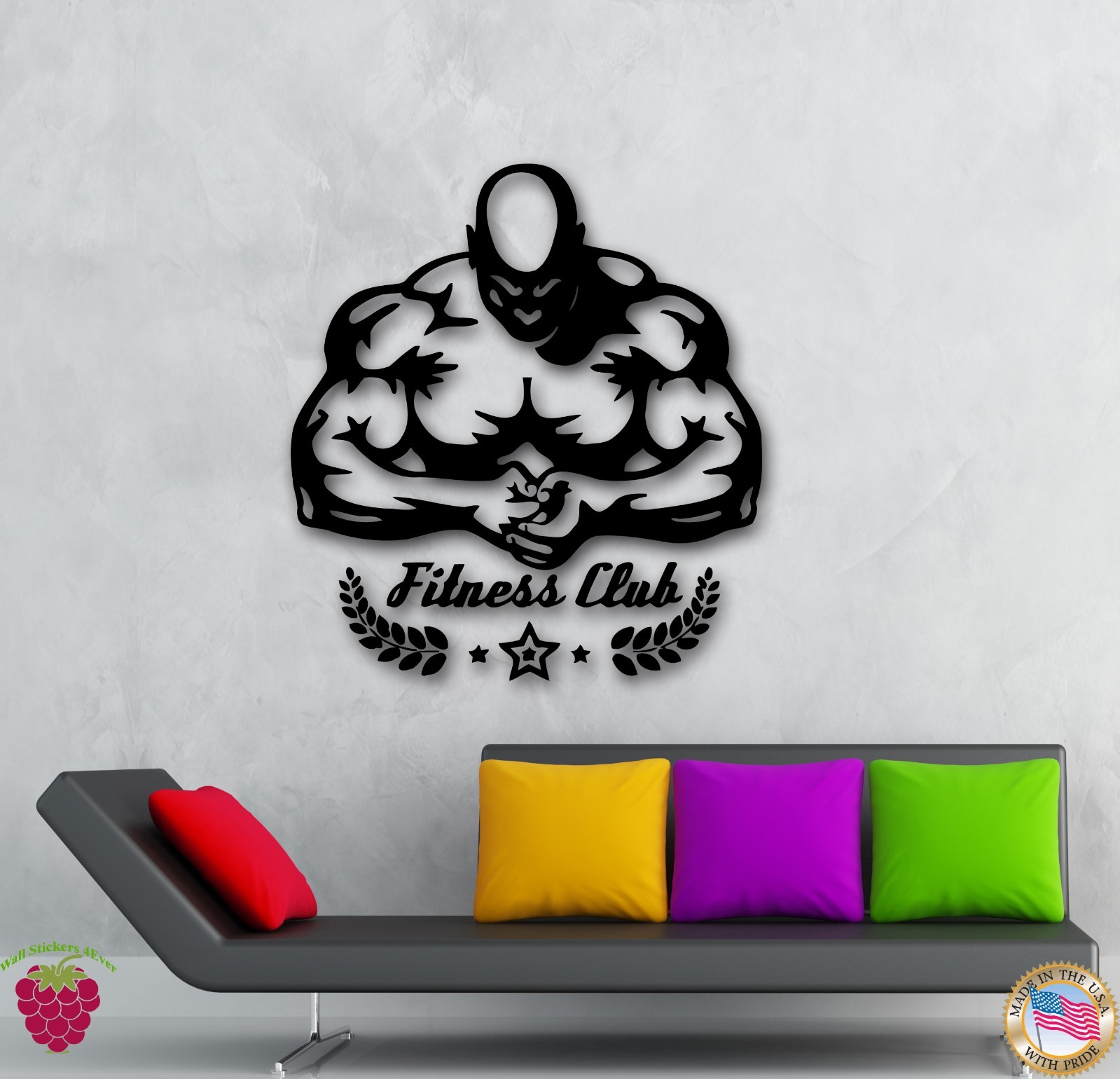 Wall Stickers Vinyl Decal Fitness Club Bodybuilding Iron Sport Gym (ig328)