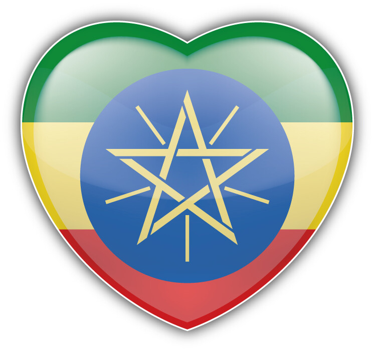 Ethiopia Glossy Heart Flag Car Bumper Sticker Decal