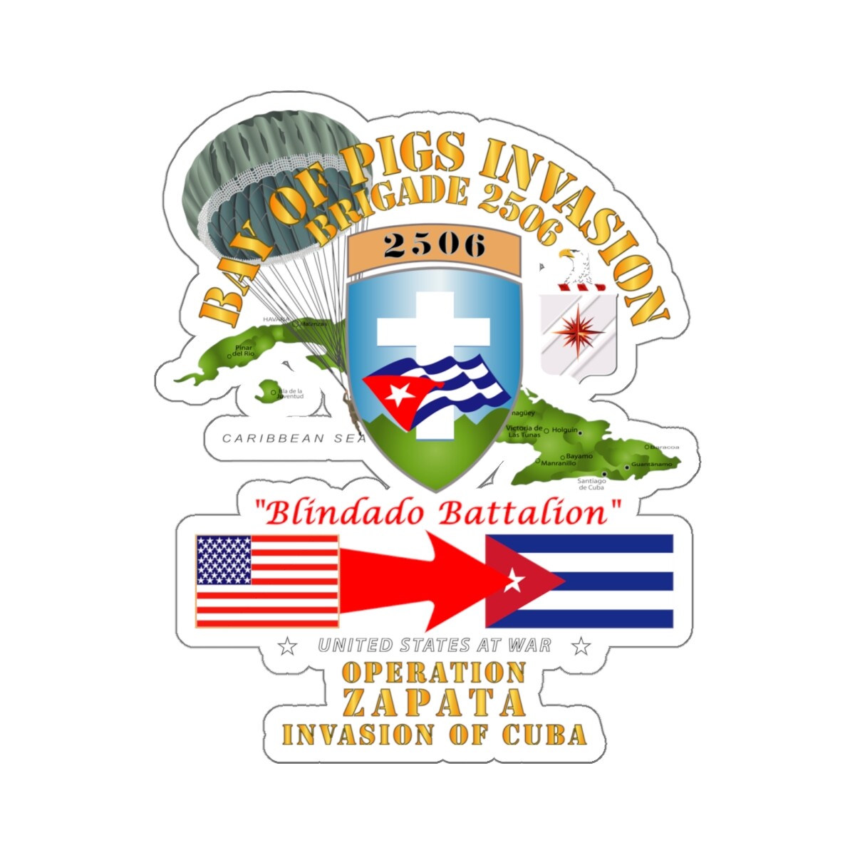Kiss-Cut Stickers – Operation Zapata – Bay of Pigs – Cuba Invasion