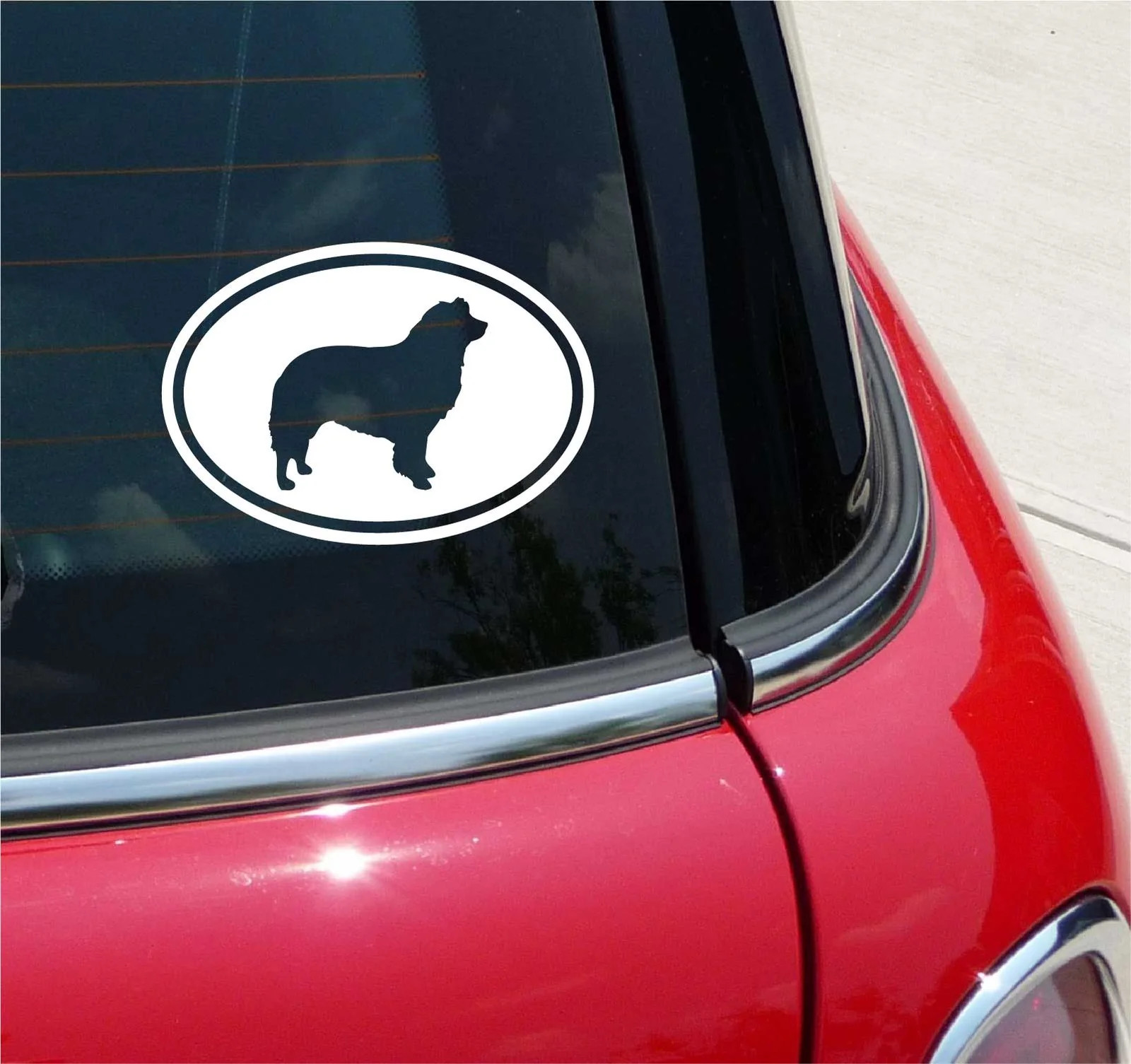 Euro Border Collie Dog Graphic Decal Sticker Car Wall Oval NOT Two Color