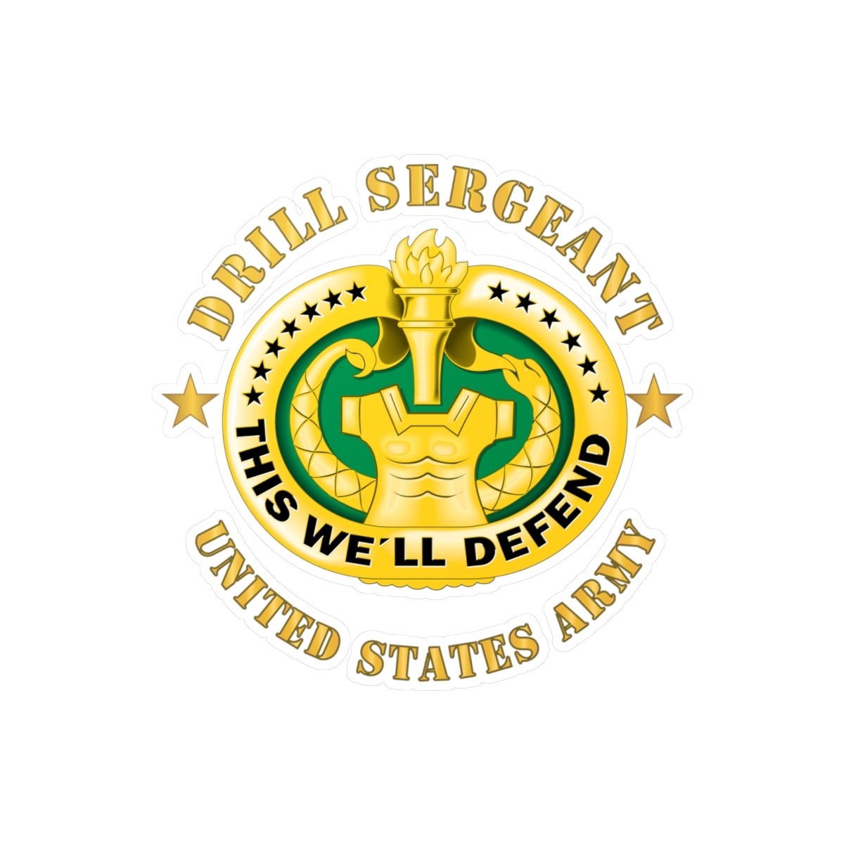 Kiss-Cut Vinyl Decals – Army – Drill Sgt Badge – United States Army