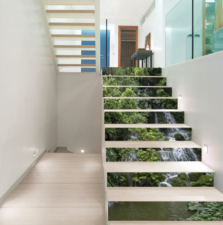 3D Forest Trees ZHU054 Stairs Risers Decoration Photo Mural Vinyl Wallpaper Amy