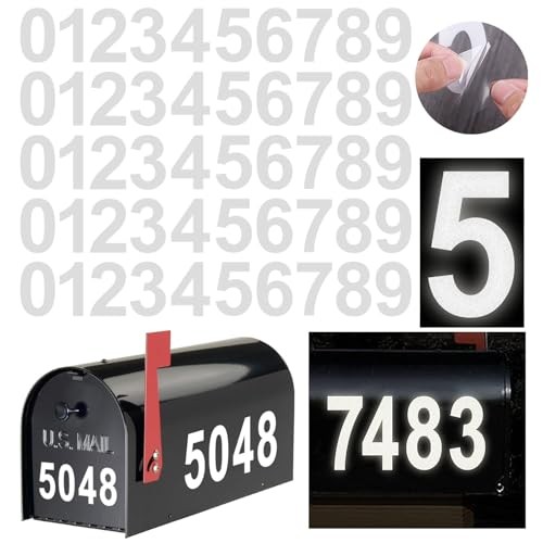 Reflective Mailbox Numbers Sticker Decal Die Cut Classic Style 4″ x 5 Sets