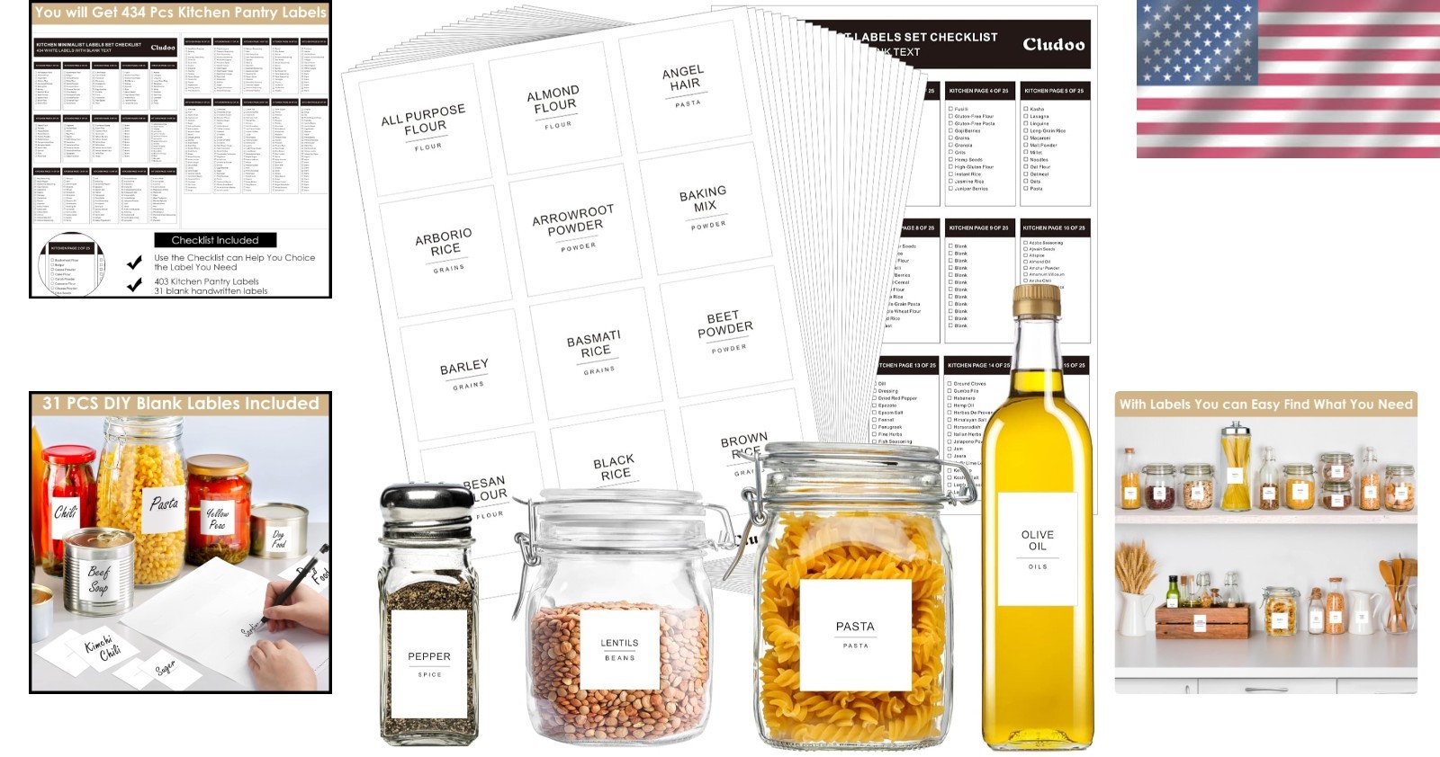 434 Pcs Minimalist Waterproof Kitchen Labels – Perfect for Home Organization