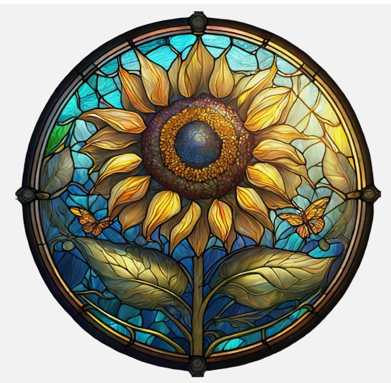 Round Sunflower Beautiful 3″ Sticker Label Card Gift Craft Journal Scrapbook