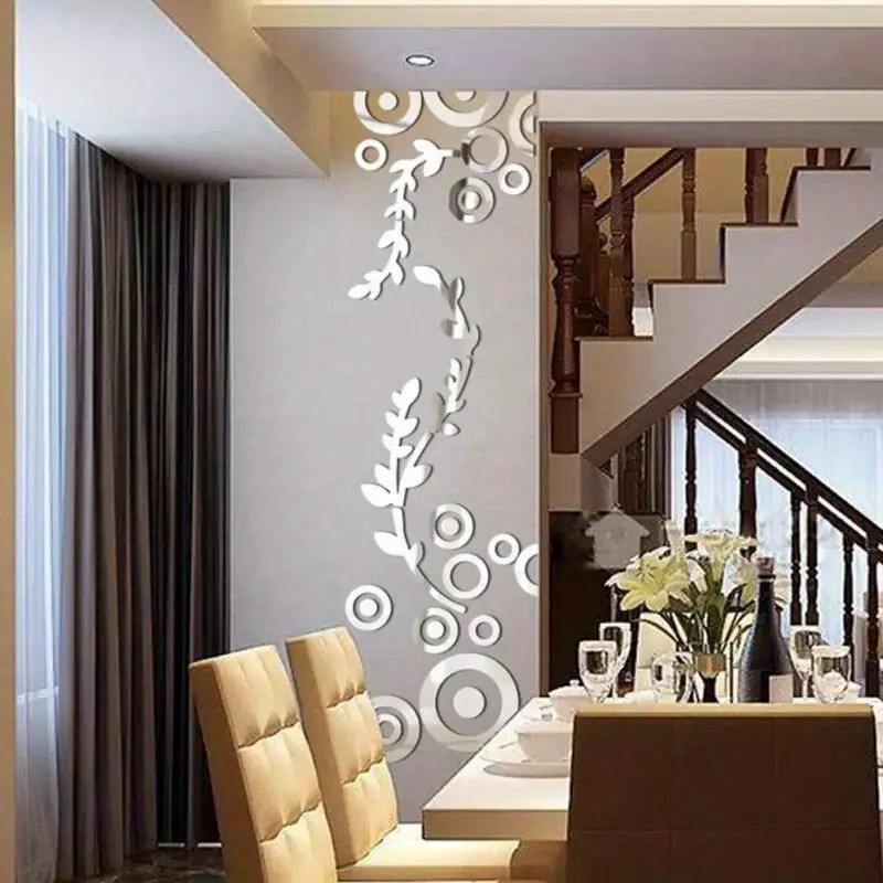 1/2 Sets Tree Branch Mirror Wall Stickers Acrylic Bedroom Background Ornament