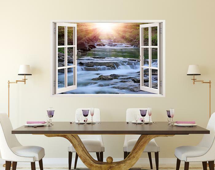 Wall Art – Waterfall IMPRESSIVE 3D WINDOW WALL DECALS, REMOVABLE WALL STICKERS