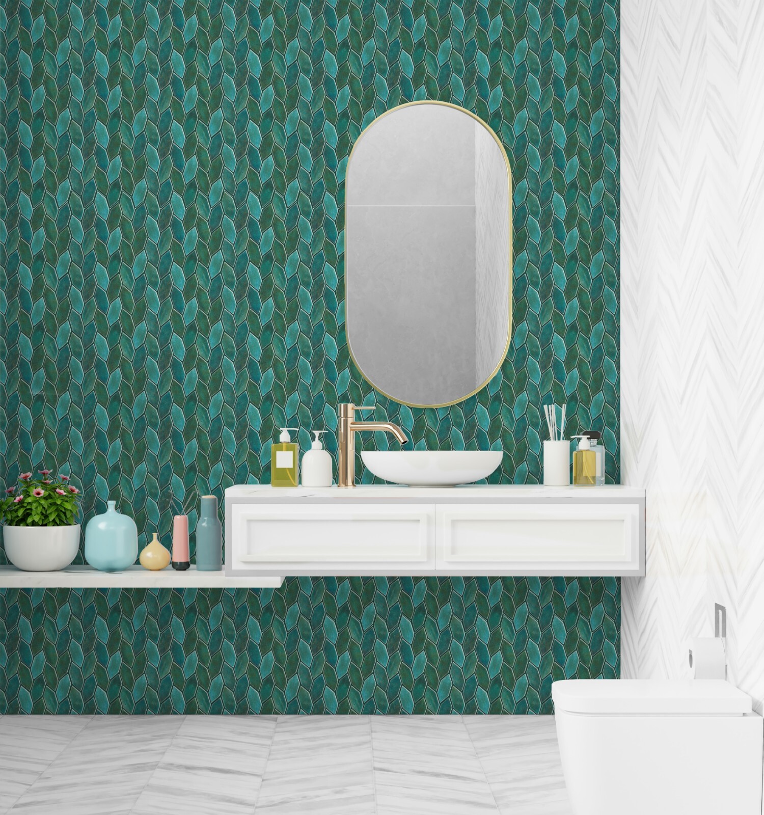 Emerald Peel and Stick Kitchen Backsplash | Kitchen Tiles | Pack of 10 Tiles