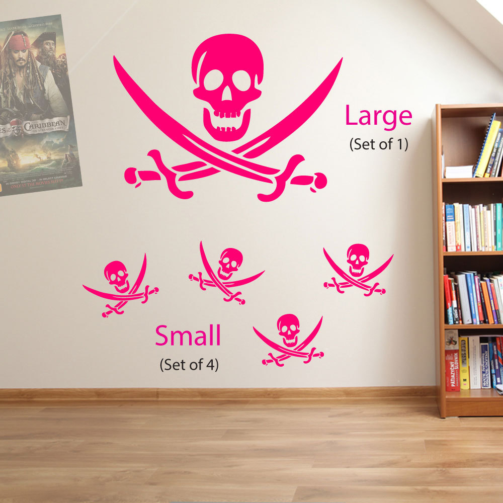 Skull and Cross Bones Pirates Swords Skulls Kids Wall Stickers Decal Decor A19