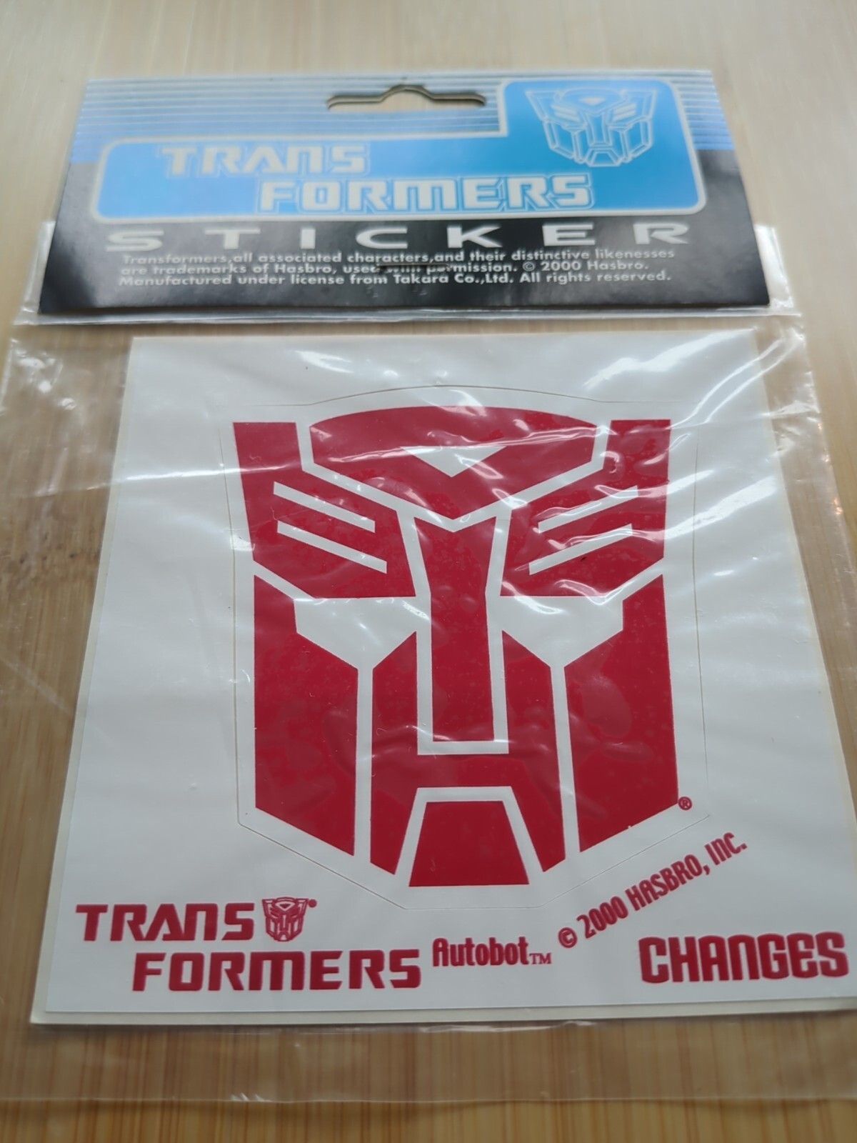 2000 Officially Licensed Changes Brand Autobot Die Cut Hasbro Sticker Decal