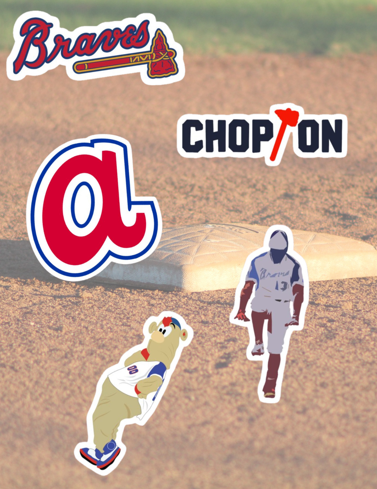 Braves baseball 5pk Sticker Pack