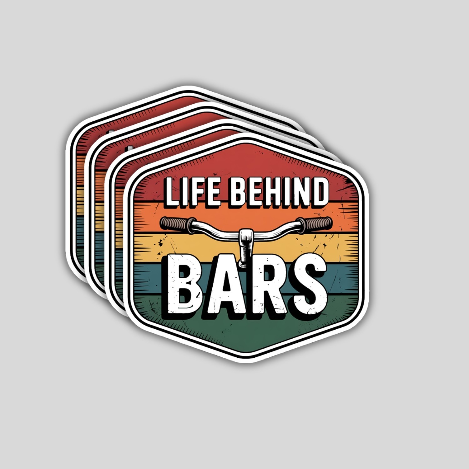 Life Behind Bars Stickers: Funny Cycling Decals – 4-Pack