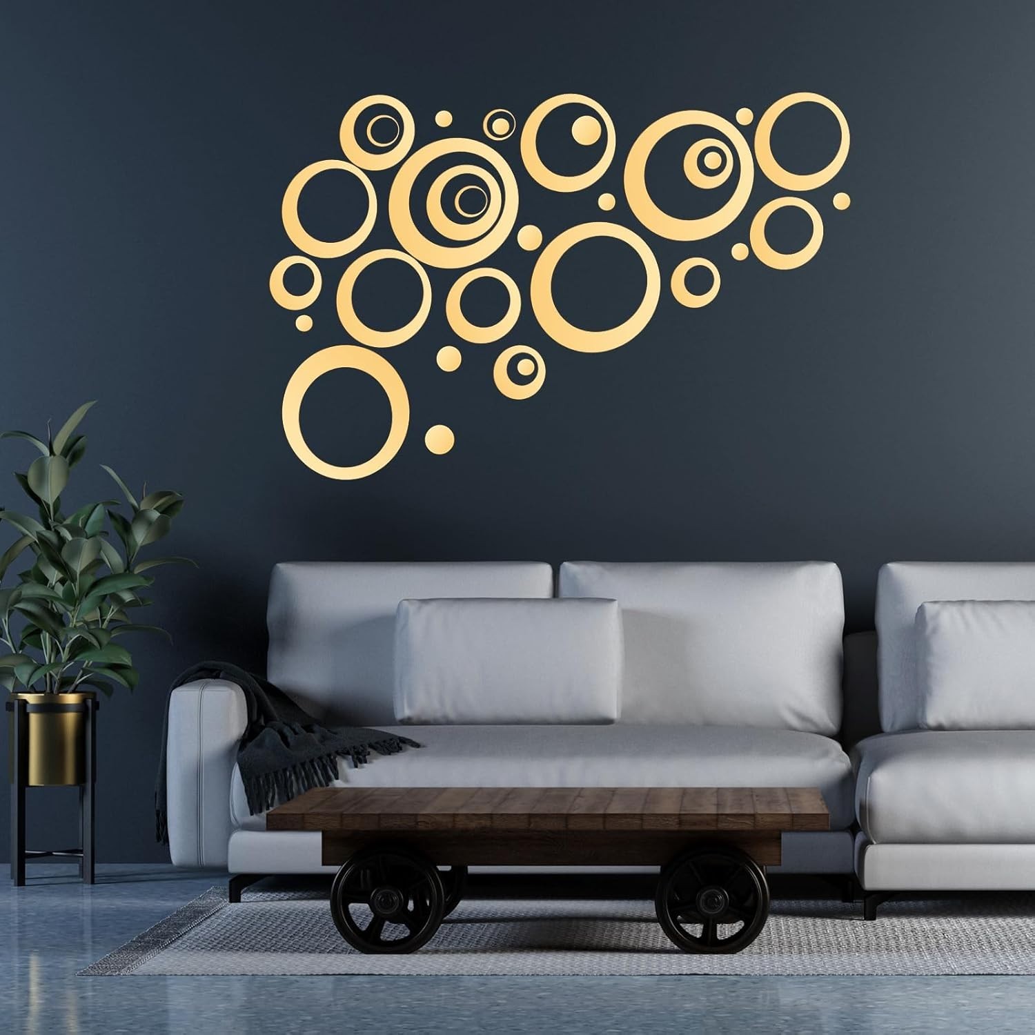 Removable Gold Mirror Wall Decals – 32 Pieces in Stunning Sizes, Modern Look