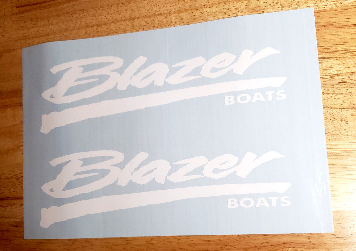 Blazer Boats Stickers Decals GLOSS WHITE 16X4.8″ pair FAST USA