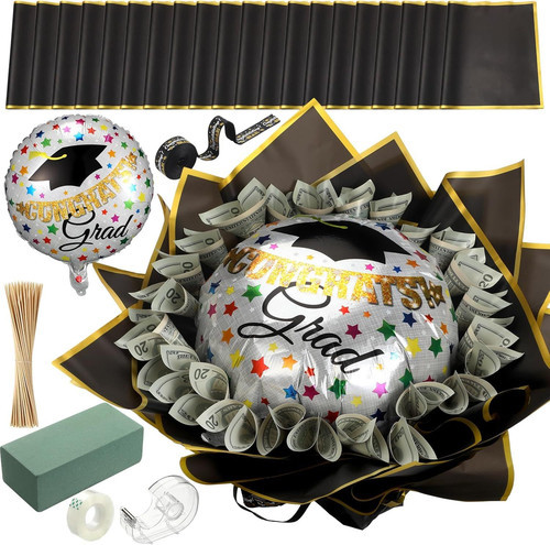 Chunful Graduation Gifts 2026, DIY Money Bouquet for 18 inch, Black and Gold