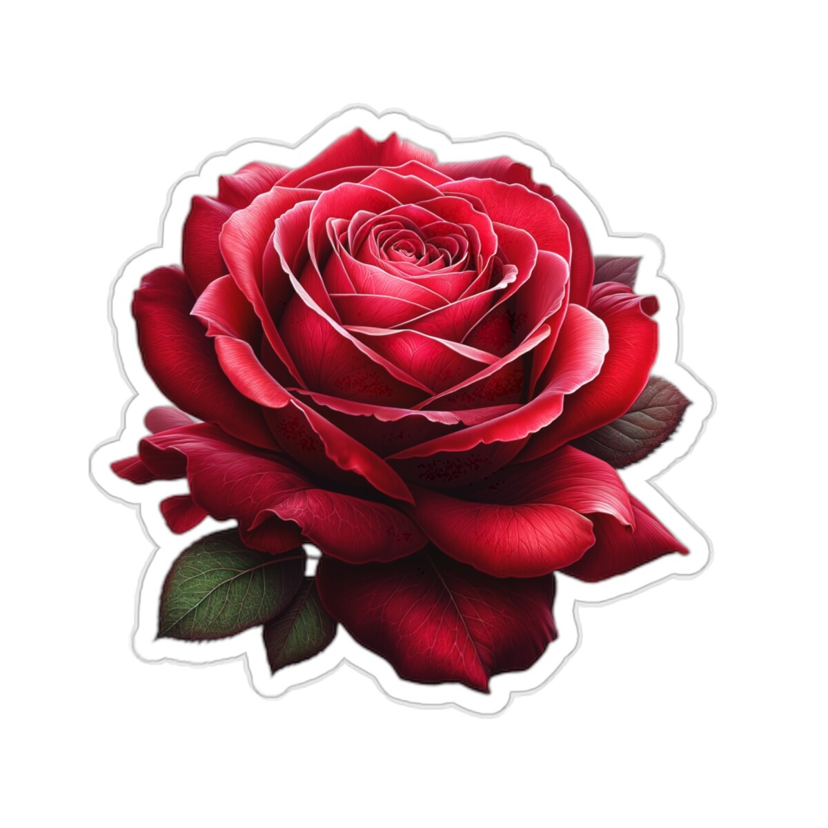 Flower Sticker Realistic Red Rose Blooming High Definition 2×2″ 3×3″ 4×4″ 6×6″