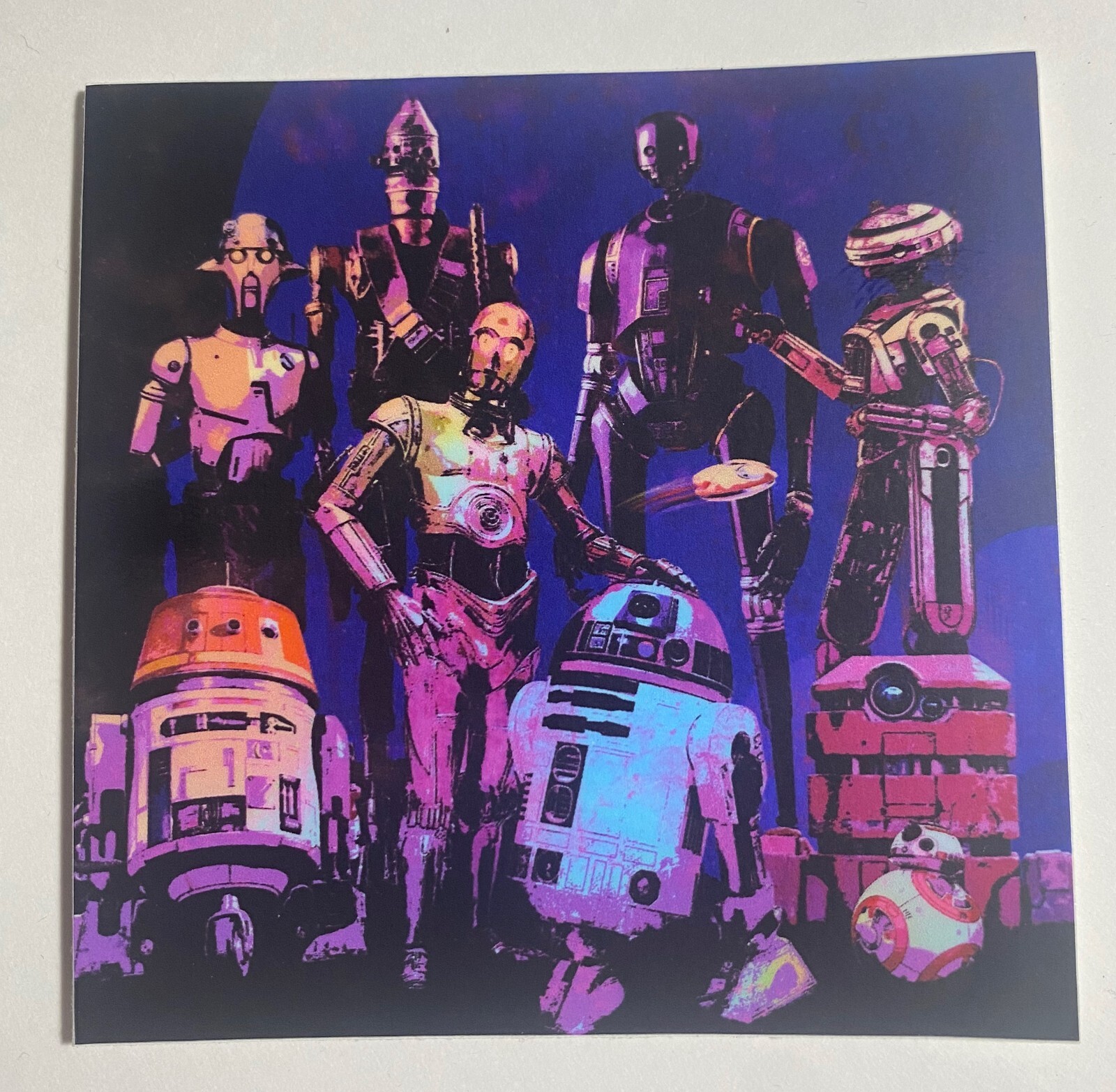 3″ x 3″ ‘Star Wars Droids’ (IG11, R2D2, K2SO, Huyang, etc.) Vinyl Matte Sticker