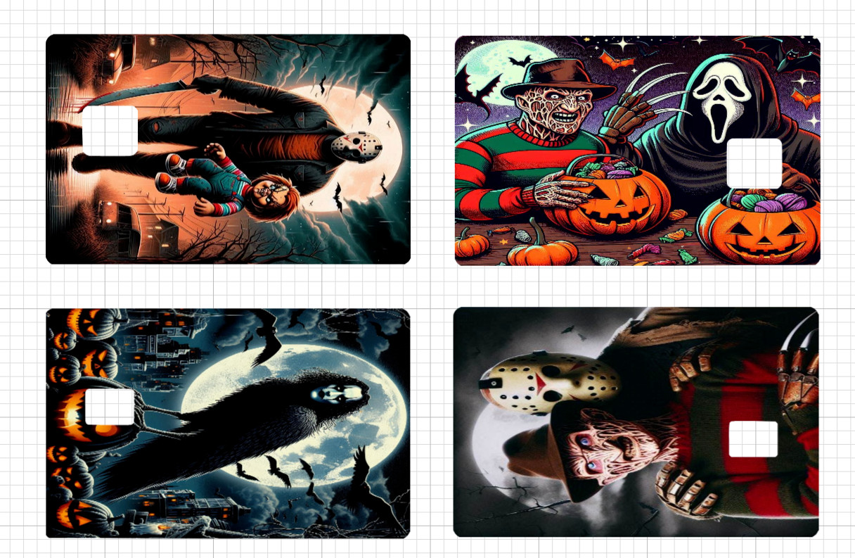 Horror Halloween Credit Debit Card Skins Pennywise The Crow Jason Chucky Freddy
