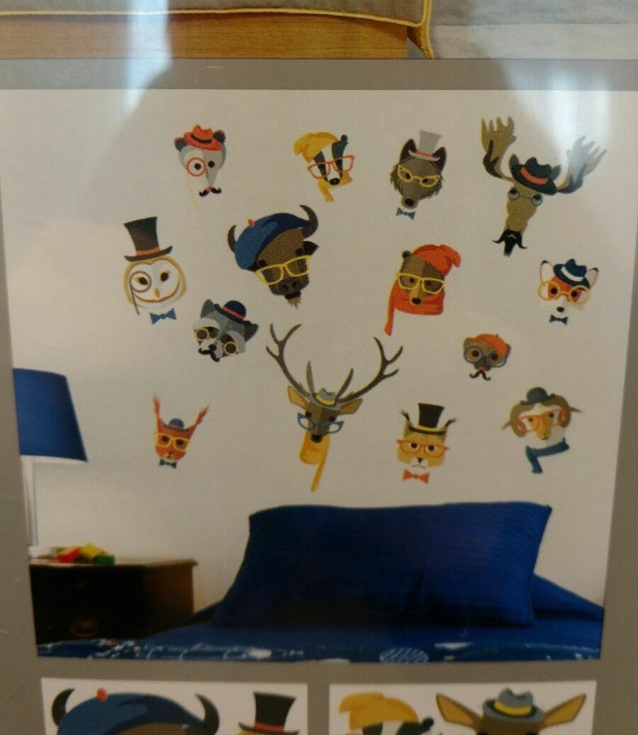 WILD ANIMALS WALL DECALS-LARGE–VINYL SELF-STICK NEW SEALED “LOT 26 STUDIO”