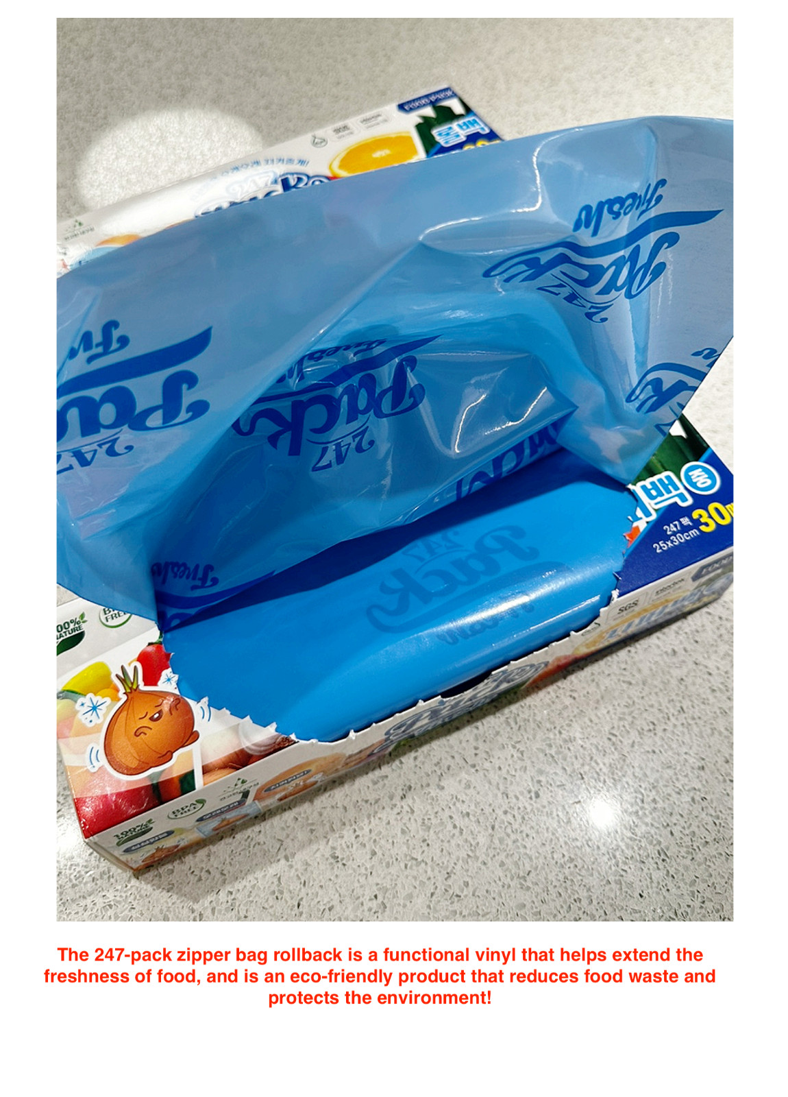 247 Blue Pack Zipper Bag Fresh 30 Sheets Meal Kit Vegan Eco-Friendly Plastic Bag